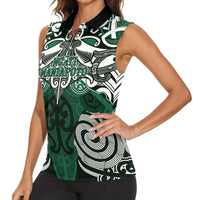 Personalised Maori Ngati Maniapoto Women Sleeveless Polo Shirt Silver Fern Kowhaiwhai Art LT01 - Polynesian Pride