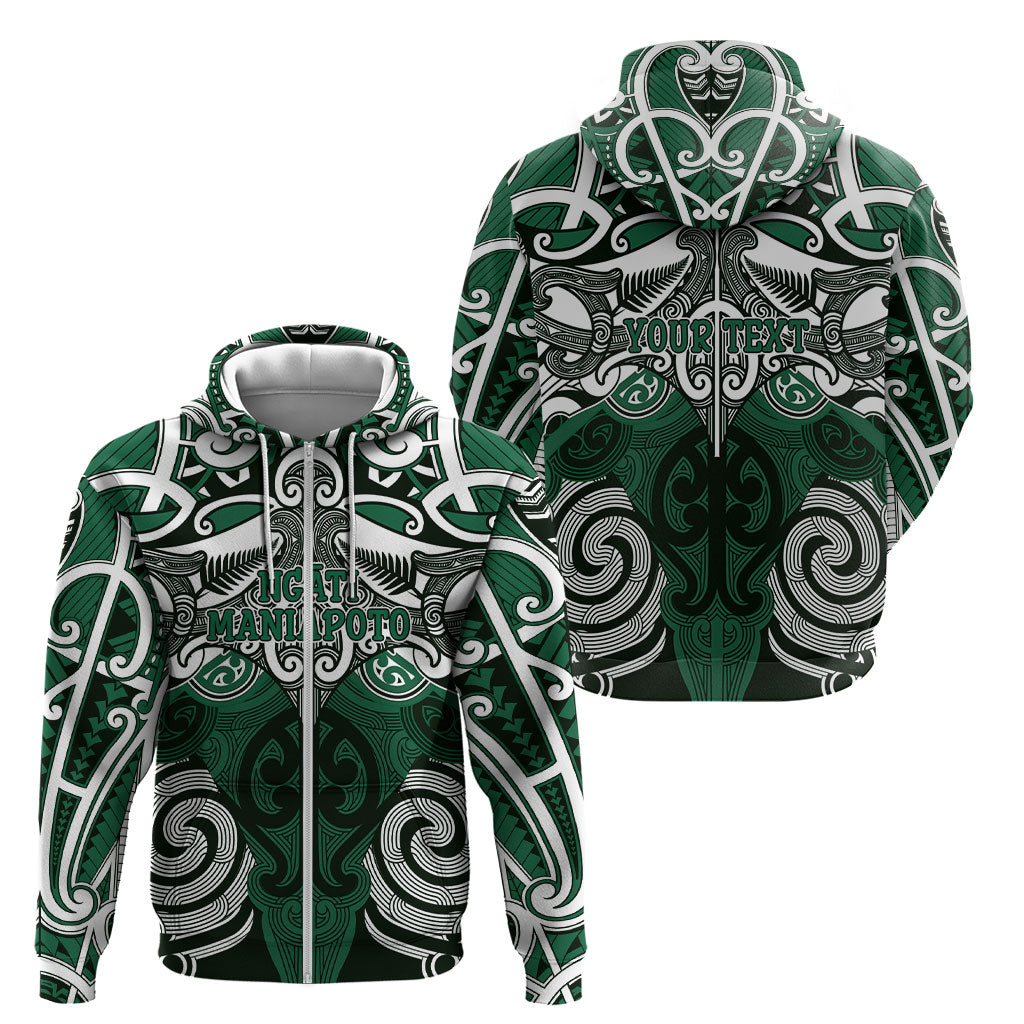 Personalised Maori Ngati Maniapoto Zip Hoodie Silver Fern Kowhaiwhai Art LT01 - Polynesian Pride