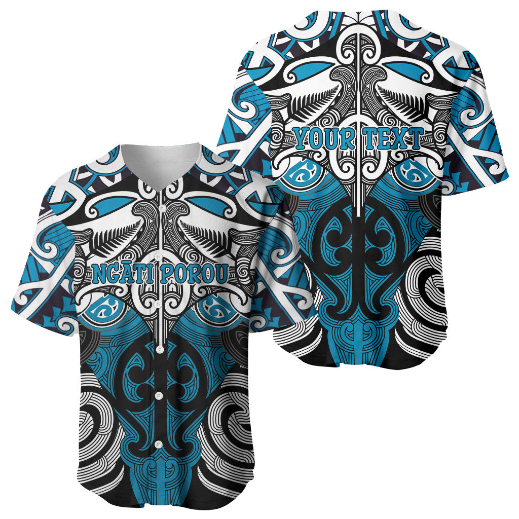 Personalised Maori Ngati Porou Baseball Jersey Silver Fern Kowhaiwhai Art LT01 - Polynesian Pride