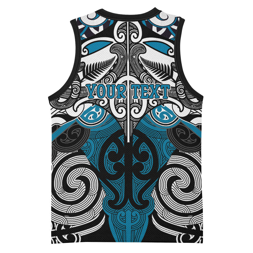Personalised Maori Ngati Porou Basketball Jersey Silver Fern Kowhaiwhai Art LT01 - Polynesian Pride