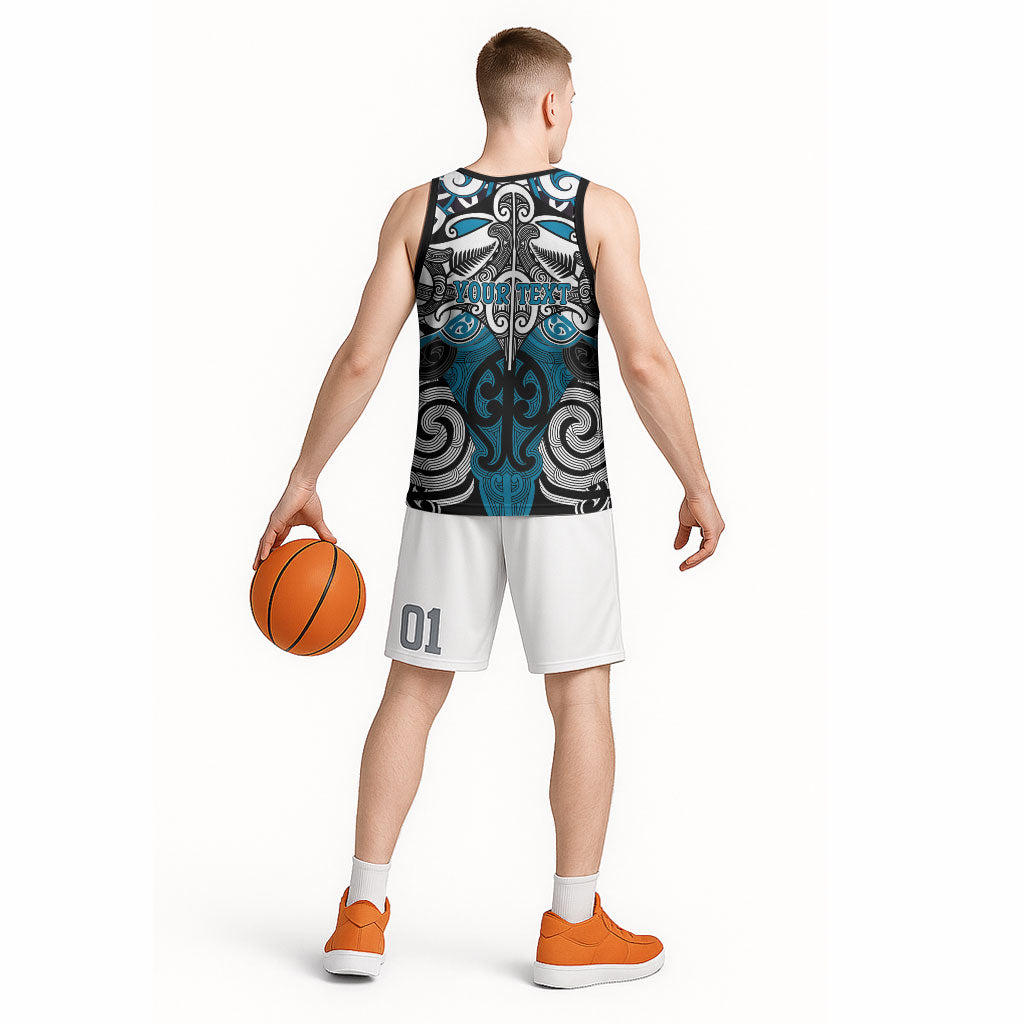 Personalised Maori Ngati Porou Basketball Jersey Silver Fern Kowhaiwhai Art LT01 - Polynesian Pride