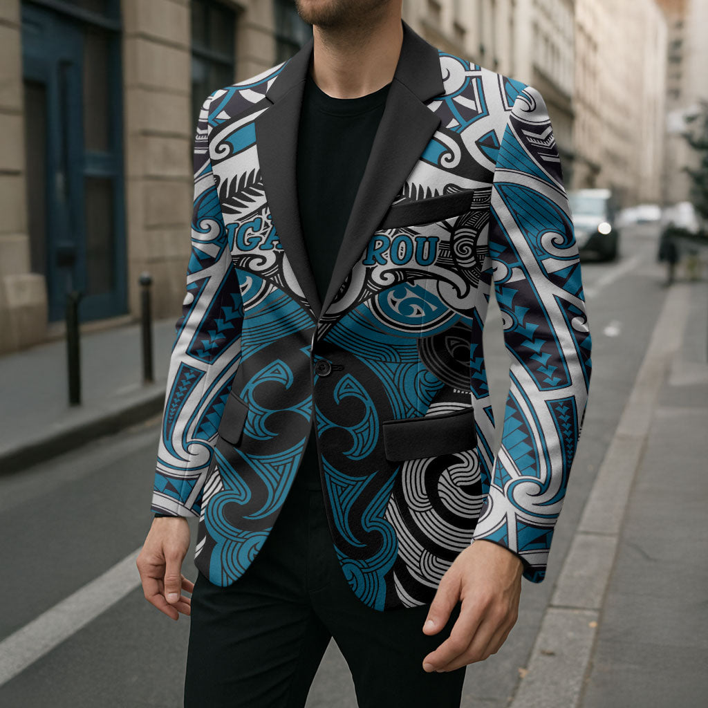 Personalised Maori Ngati Porou Blazer Silver Fern Kowhaiwhai Art LT01 - Polynesian Pride