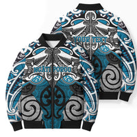 Personalised Maori Ngati Porou Bomber Puffer Jacket Silver Fern Kowhaiwhai Art LT01 - Polynesian Pride