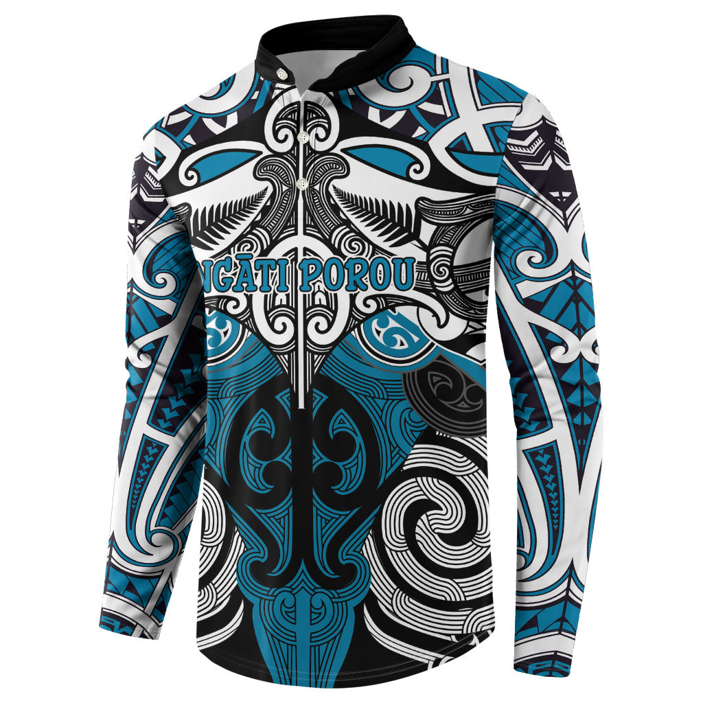 Personalised Maori Ngati Porou Button Sweatshirt Silver Fern Kowhaiwhai Art LT01 - Polynesian Pride