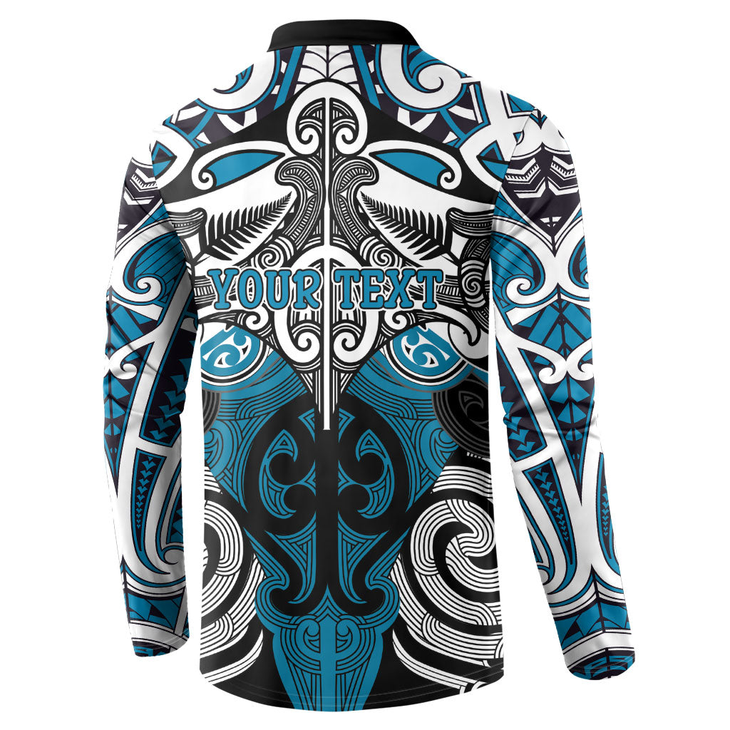 Personalised Maori Ngati Porou Button Sweatshirt Silver Fern Kowhaiwhai Art LT01 - Polynesian Pride