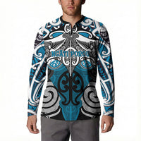 Personalised Maori Ngati Porou Button Sweatshirt Silver Fern Kowhaiwhai Art LT01 - Polynesian Pride