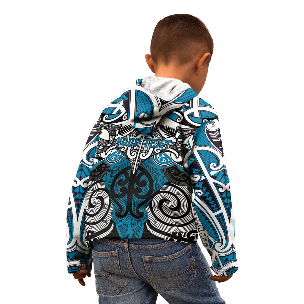 Personalised Maori Ngati Porou Kid Hoodie Silver Fern Kowhaiwhai Art LT01 - Polynesian Pride