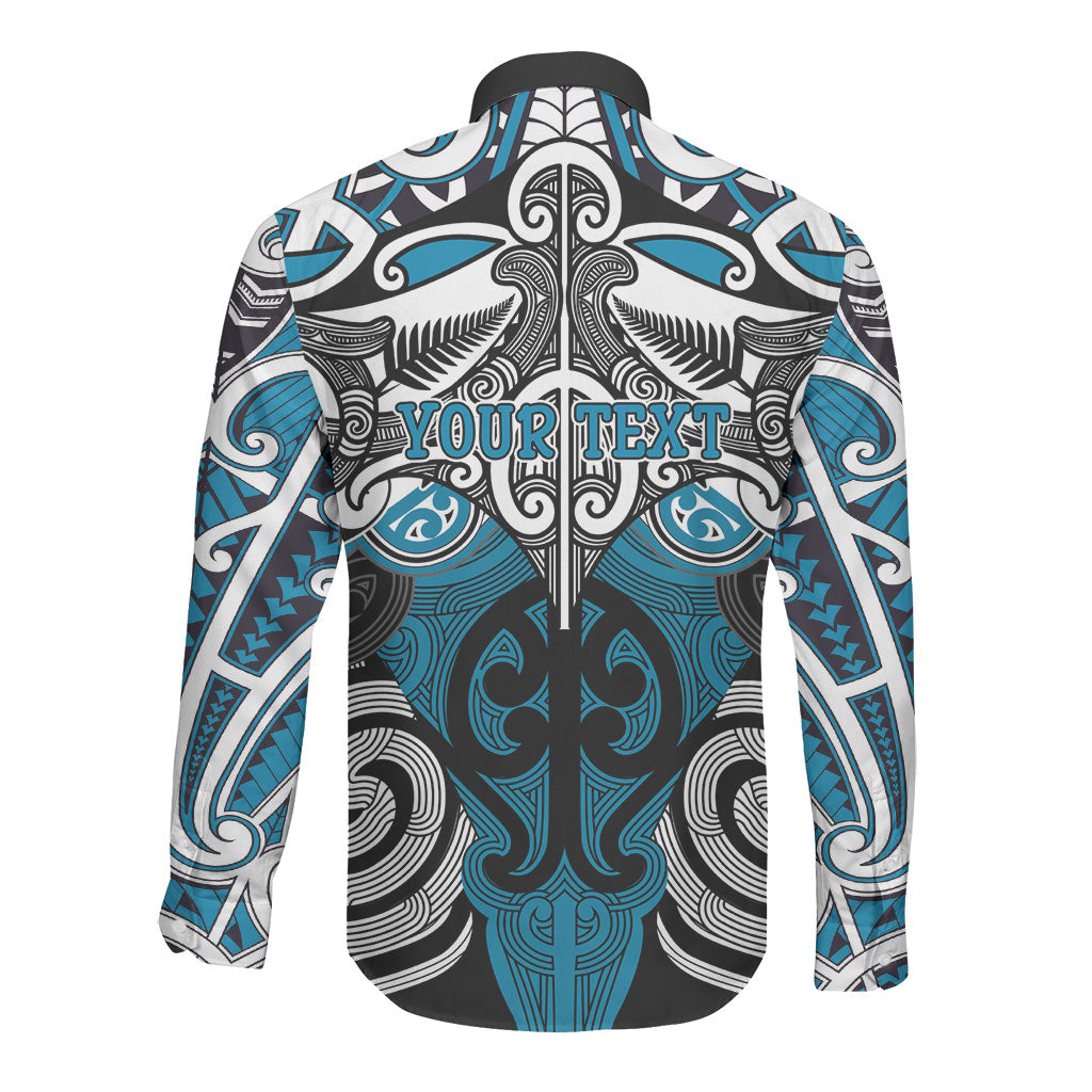 Personalised Maori Ngati Porou Long Sleeve Button Shirt Silver Fern Kowhaiwhai Art LT01 - Polynesian Pride