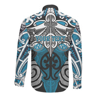 Personalised Maori Ngati Porou Long Sleeve Button Shirt Silver Fern Kowhaiwhai Art LT01 - Polynesian Pride