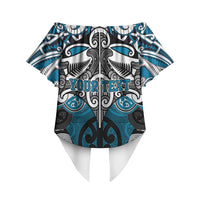 Personalised Maori Ngati Porou Off Shoulder Wrap Waist Top Silver Fern Kowhaiwhai Art LT01 - Polynesian Pride