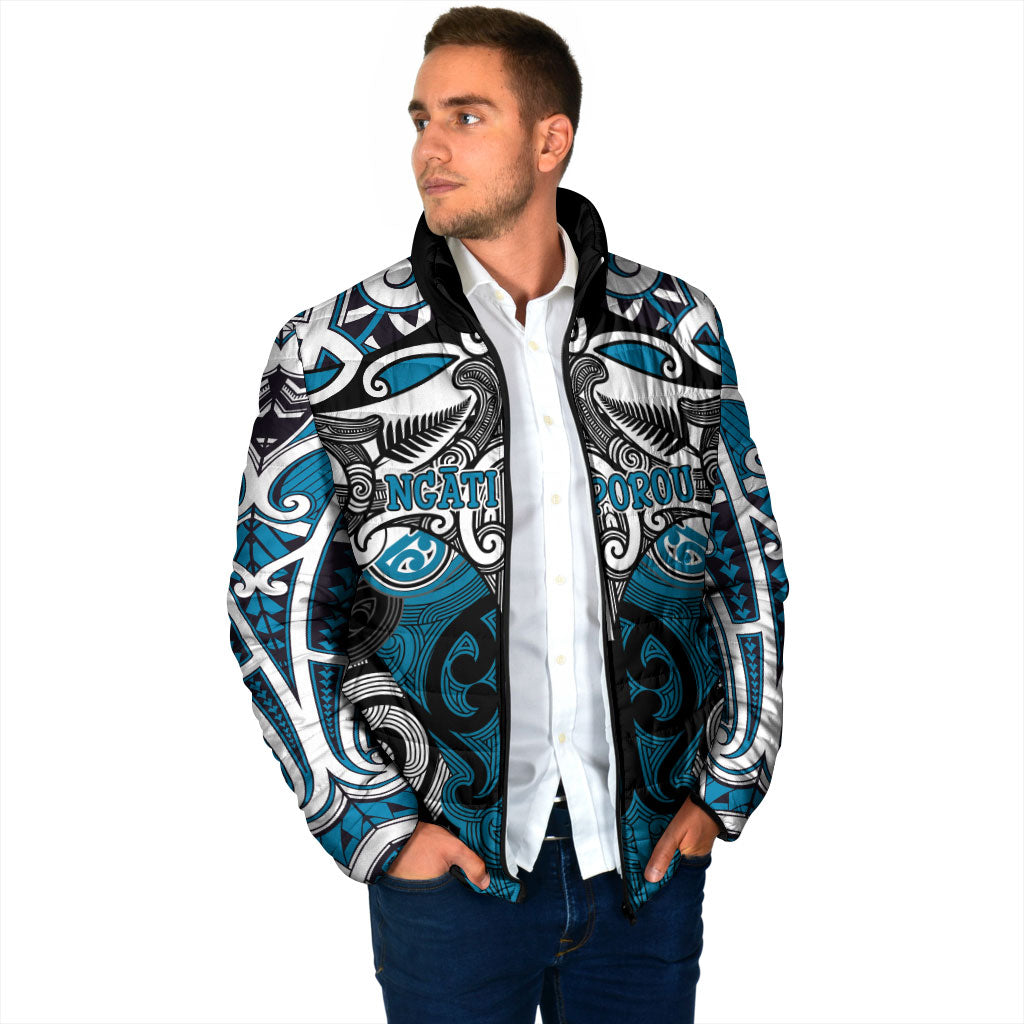 Personalised Maori Ngati Porou Padded Jacket Silver Fern Kowhaiwhai Art LT01 - Polynesian Pride