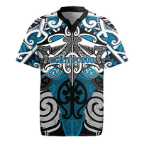 Personalised Maori Ngati Porou Rugby Jersey Silver Fern Kowhaiwhai Art LT01 Blue - Polynesian Pride