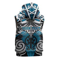 Personalised Maori Ngati Porou Sleeveless Zip Hoodie Silver Fern Kowhaiwhai Art LT01 - Polynesian Pride