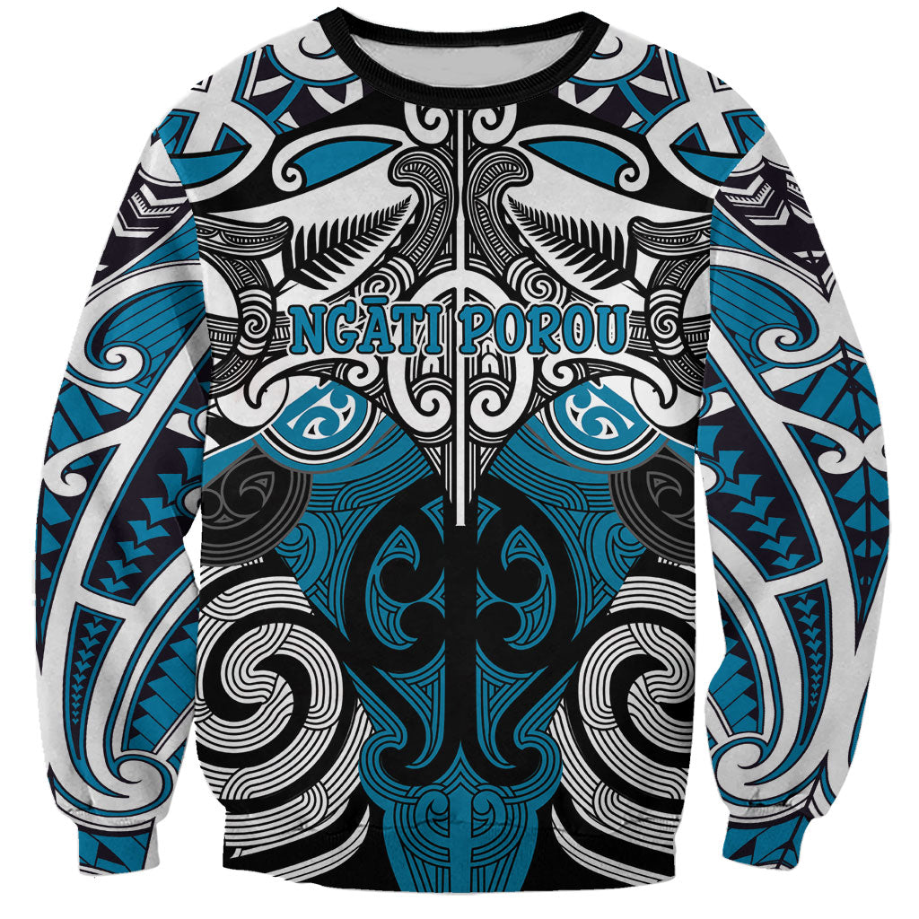 Personalised Maori Ngati Porou Sweatshirt Silver Fern Kowhaiwhai Art LT01 Unisex Blue - Polynesian Pride