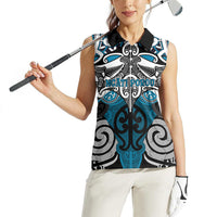 Personalised Maori Ngati Porou Women Sleeveless Polo Shirt Silver Fern Kowhaiwhai Art LT01 - Polynesian Pride