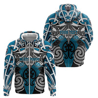 Personalised Maori Ngati Porou Zip Hoodie Silver Fern Kowhaiwhai Art LT01 - Polynesian Pride