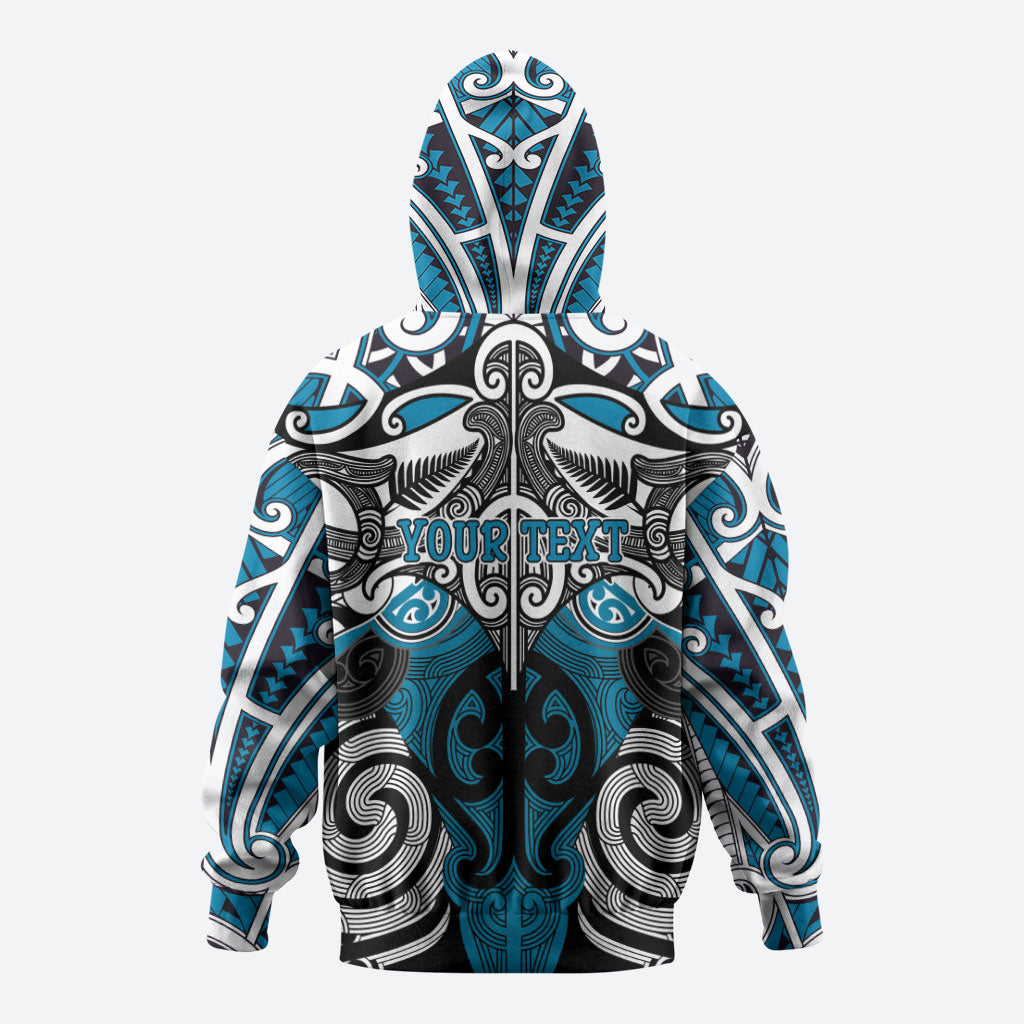 Personalised Maori Ngati Porou Zip Hoodie Silver Fern Kowhaiwhai Art LT01 - Polynesian Pride