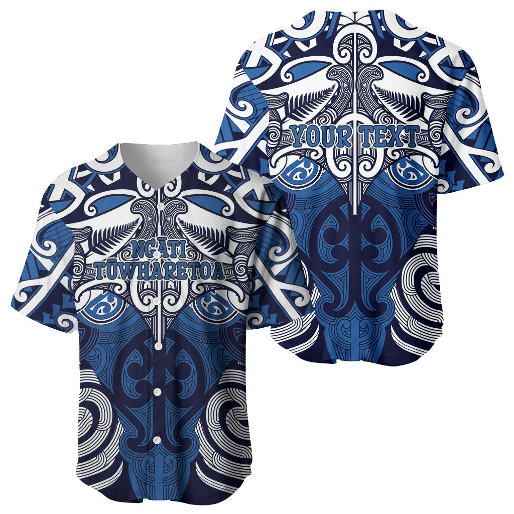 Personalised Maori Ngati Tuwharetoa Baseball Jersey Silver Fern Kowhaiwhai Art LT01 - Polynesian Pride