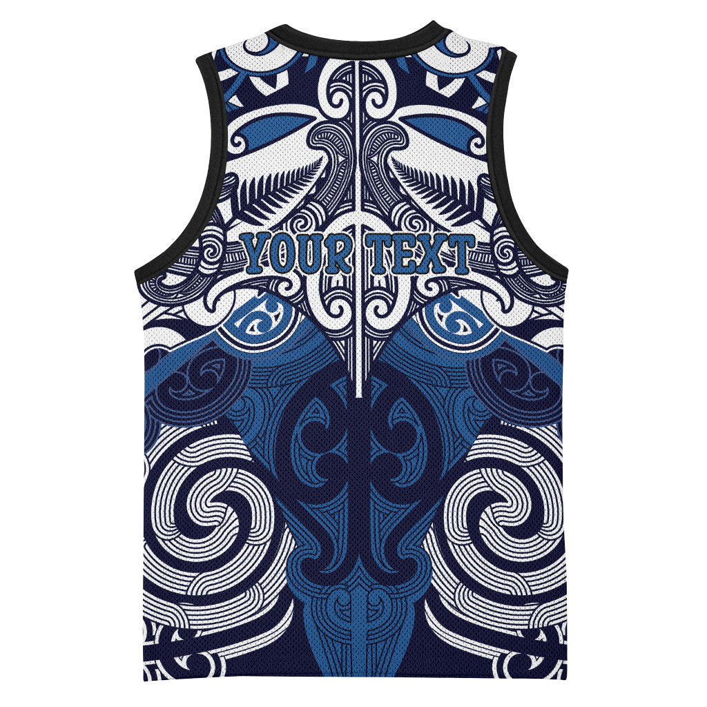 Personalised Maori Ngati Tuwharetoa Basketball Jersey Silver Fern Kowhaiwhai Art LT01 - Polynesian Pride
