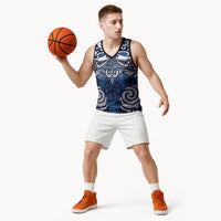 Personalised Maori Ngati Tuwharetoa Basketball Jersey Silver Fern Kowhaiwhai Art LT01 - Polynesian Pride