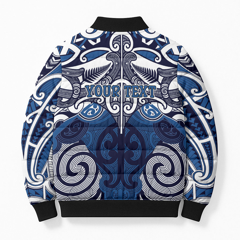 Personalised Maori Ngati Tuwharetoa Bomber Puffer Jacket Silver Fern Kowhaiwhai Art LT01 - Polynesian Pride