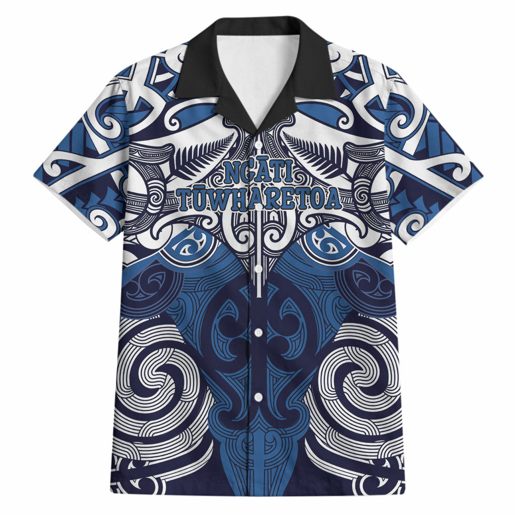 Personalised Maori Ngati Tuwharetoa Hawaiian Shirt Silver Fern Kowhaiwhai Art LT01 Blue - Polynesian Pride