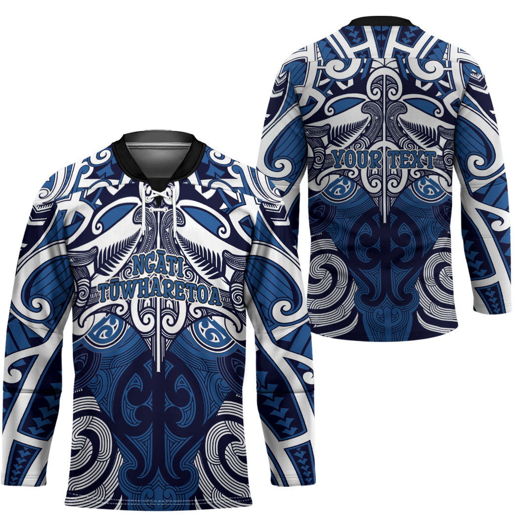 Personalised Maori Ngati Tuwharetoa Hockey Jersey Silver Fern Kowhaiwhai Art LT01 - Polynesian Pride
