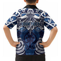 Personalised Maori Ngati Tuwharetoa Kid Hawaiian Shirt Silver Fern Kowhaiwhai Art LT01 - Polynesian Pride