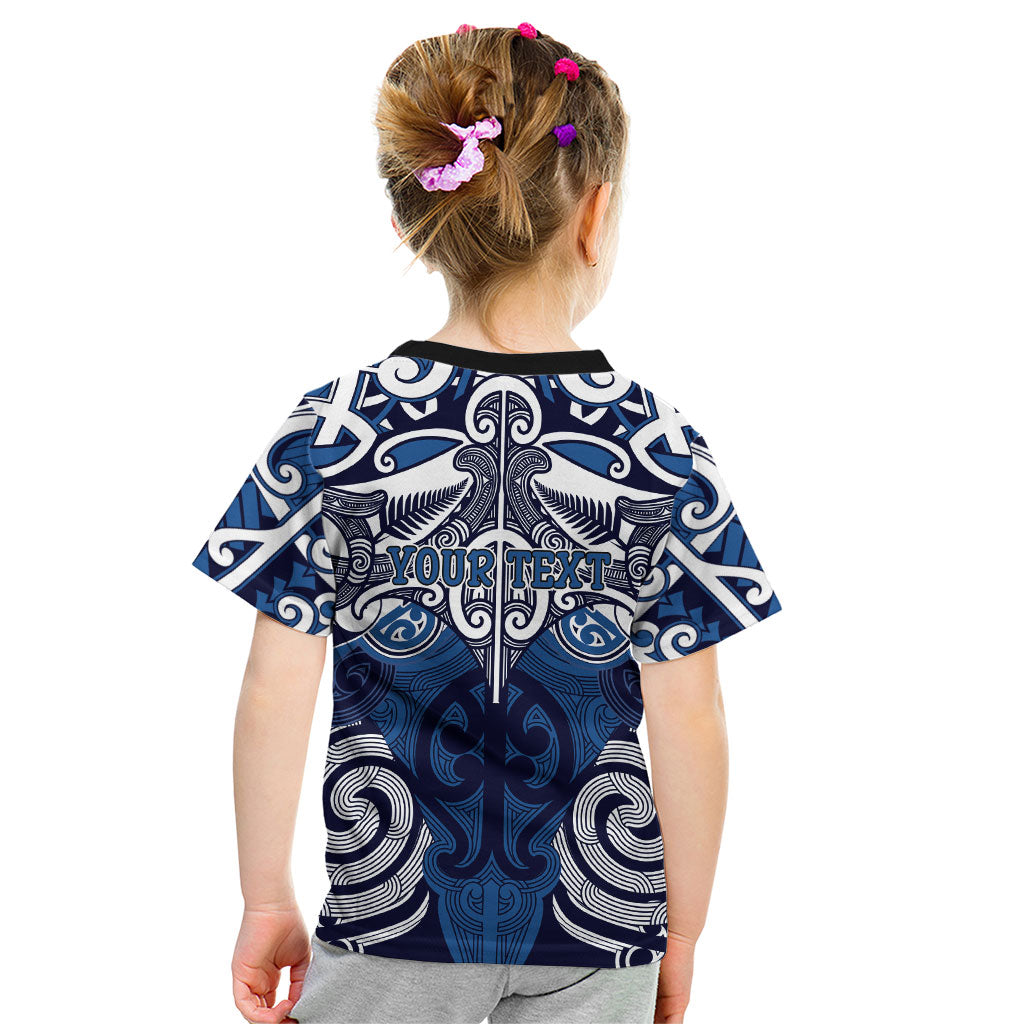 Personalised Maori Ngati Tuwharetoa Kid T Shirt Silver Fern Kowhaiwhai Art LT01 - Polynesian Pride