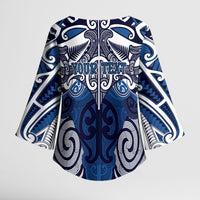 Personalised Maori Ngati Tuwharetoa Kimono Sleeve Blouse Silver Fern Kowhaiwhai Art LT01 - Polynesian Pride