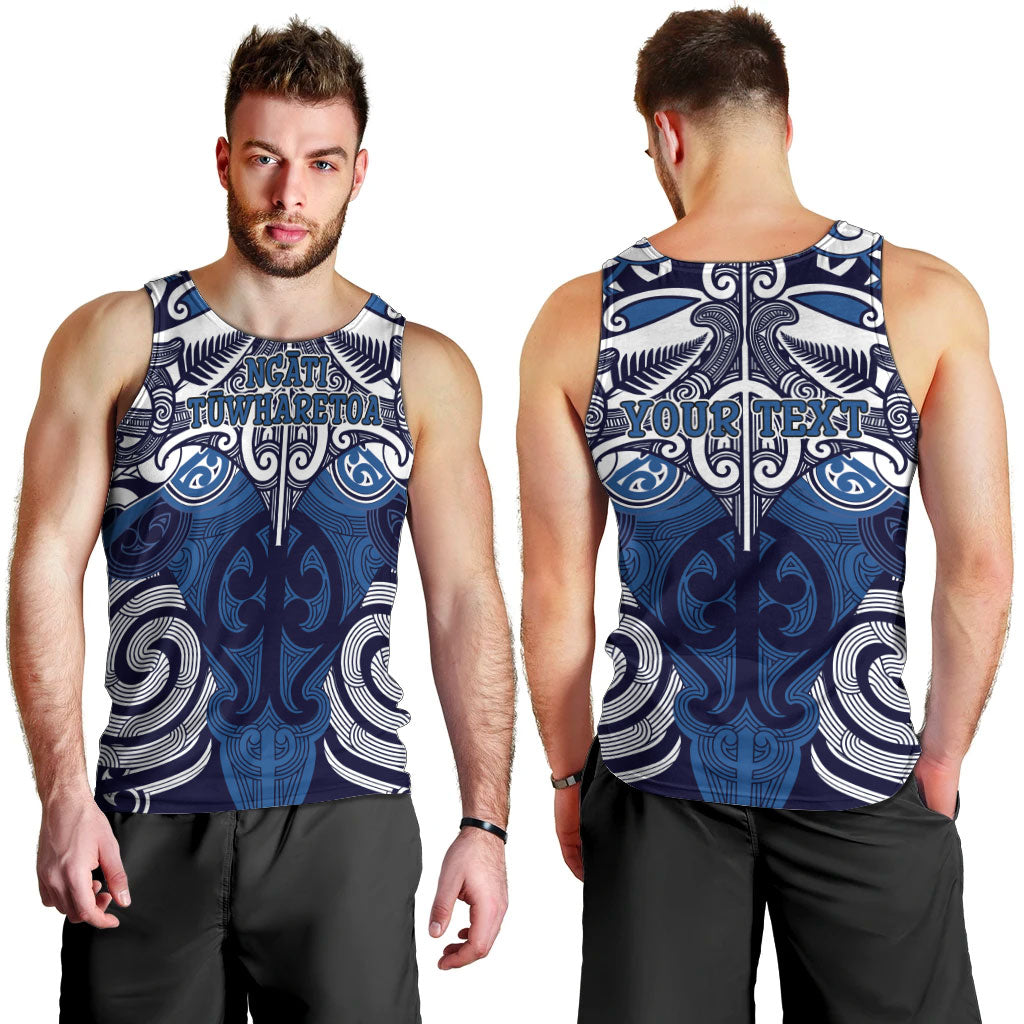 Personalised Maori Ngati Tuwharetoa Men Tank Top Silver Fern Kowhaiwhai Art LT01 - Polynesian Pride