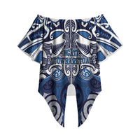 Personalised Maori Ngati Tuwharetoa Off Shoulder Wrap Waist Top Silver Fern Kowhaiwhai Art LT01 - Polynesian Pride