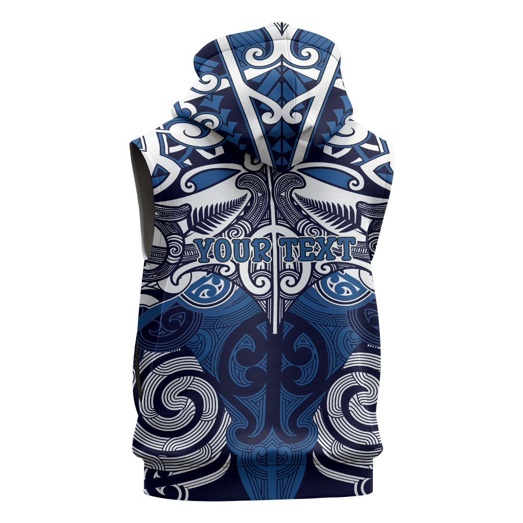 Personalised Maori Ngati Tuwharetoa Sleeveless Hoodie Silver Fern Kowhaiwhai Art LT01 - Polynesian Pride