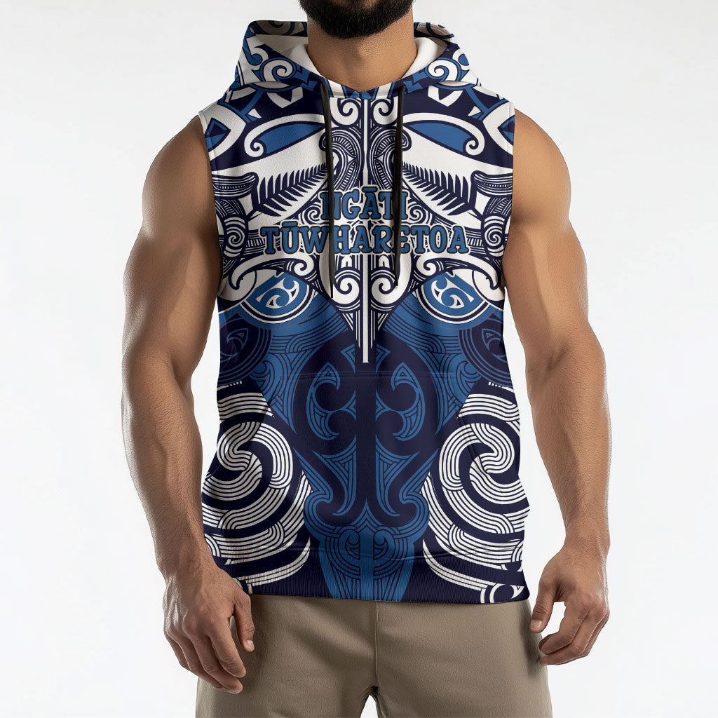 Personalised Maori Ngati Tuwharetoa Sleeveless Hoodie Silver Fern Kowhaiwhai Art LT01 - Polynesian Pride