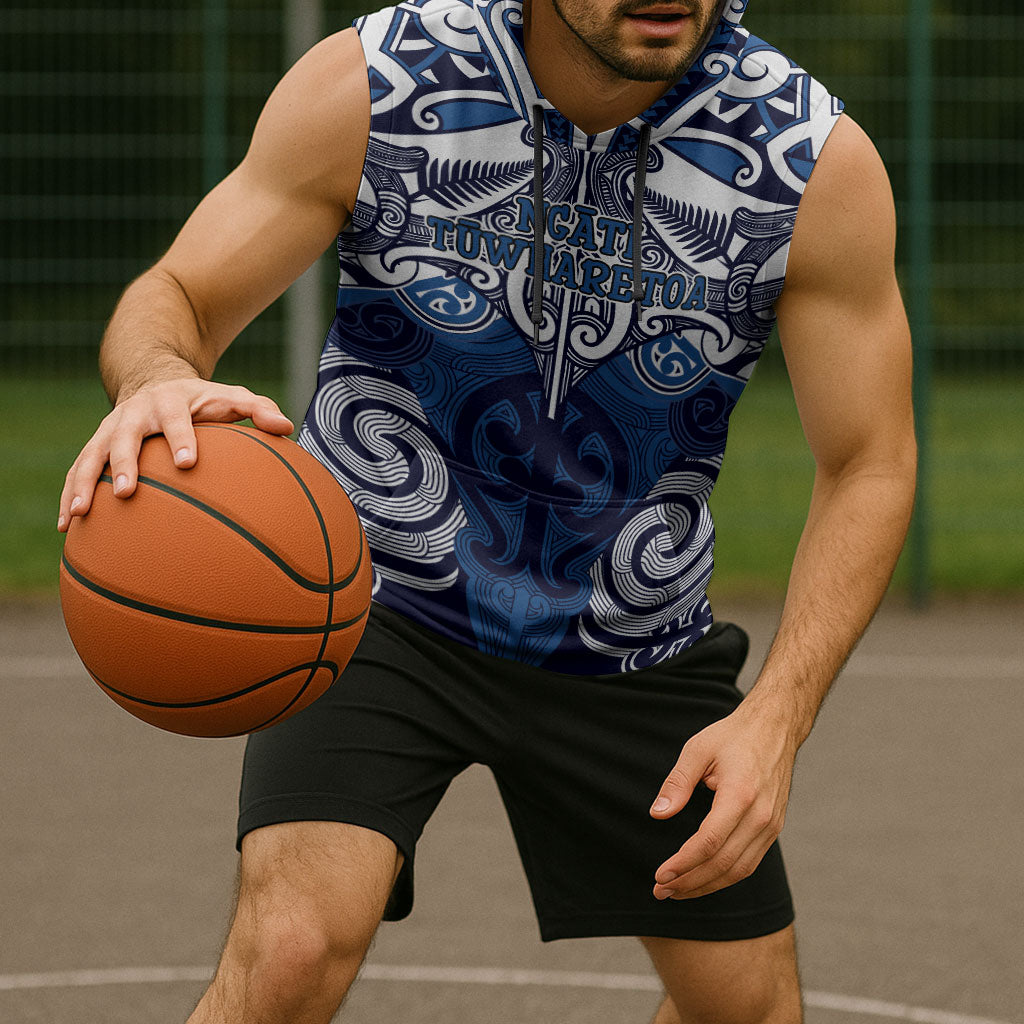 Personalised Maori Ngati Tuwharetoa Sleeveless Hoodie Silver Fern Kowhaiwhai Art LT01 - Polynesian Pride