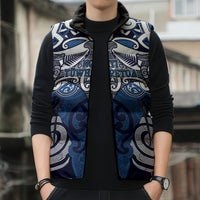 Personalised Maori Ngati Tuwharetoa Sleeveless Puffer Jacket Silver Fern Kowhaiwhai Art LT01 - Polynesian Pride