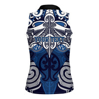 Personalised Maori Ngati Tuwharetoa Women Sleeveless Polo Shirt Silver Fern Kowhaiwhai Art LT01 - Polynesian Pride