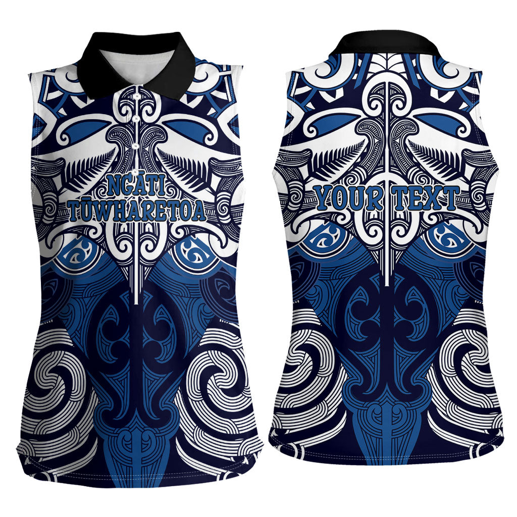 Personalised Maori Ngati Tuwharetoa Women Sleeveless Polo Shirt Silver Fern Kowhaiwhai Art LT01 - Polynesian Pride