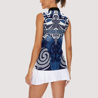Personalised Maori Ngati Tuwharetoa Women Sleeveless Polo Shirt Silver Fern Kowhaiwhai Art LT01 - Polynesian Pride