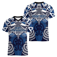 Personalised Maori Ngati Tuwharetoa Women V-Neck T-Shirt Silver Fern Kowhaiwhai Art LT01 - Polynesian Pride