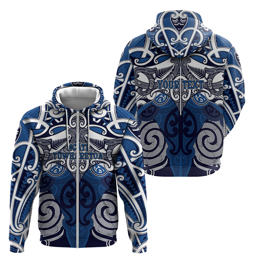 Personalised Maori Ngati Tuwharetoa Zip Hoodie Silver Fern Kowhaiwhai Art LT01 - Polynesian Pride