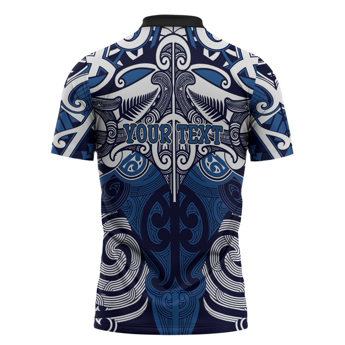 Personalised Maori Ngati Tuwharetoa Zipper Polo Shirt Silver Fern Kowhaiwhai Art LT01 - Polynesian Pride