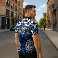 Personalised Maori Ngati Tuwharetoa Zipper Polo Shirt Silver Fern Kowhaiwhai Art LT01 - Polynesian Pride