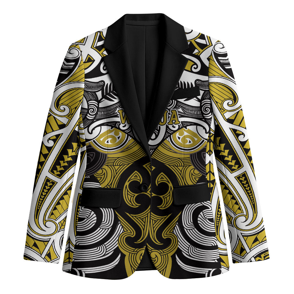 Personalised Maori Ngati Whatua Blazer Silver Fern Kowhaiwhai Art LT01 Unisex Yellow - Polynesian Pride