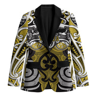 Personalised Maori Ngati Whatua Blazer Silver Fern Kowhaiwhai Art LT01 Unisex Yellow - Polynesian Pride