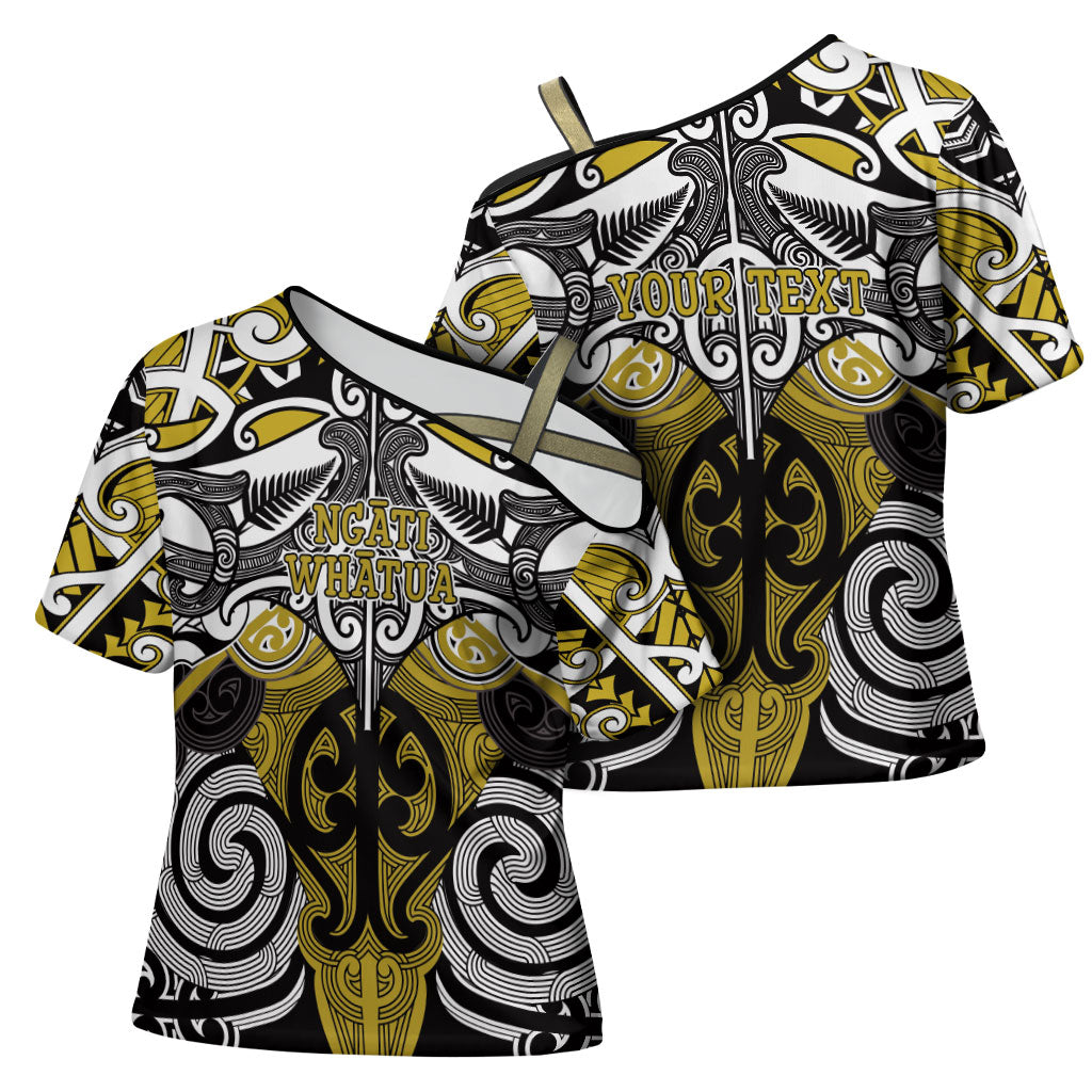 Personalised Maori Ngati Whatua Cross Shoulder Shirt Silver Fern Kowhaiwhai Art LT01 - Polynesian Pride