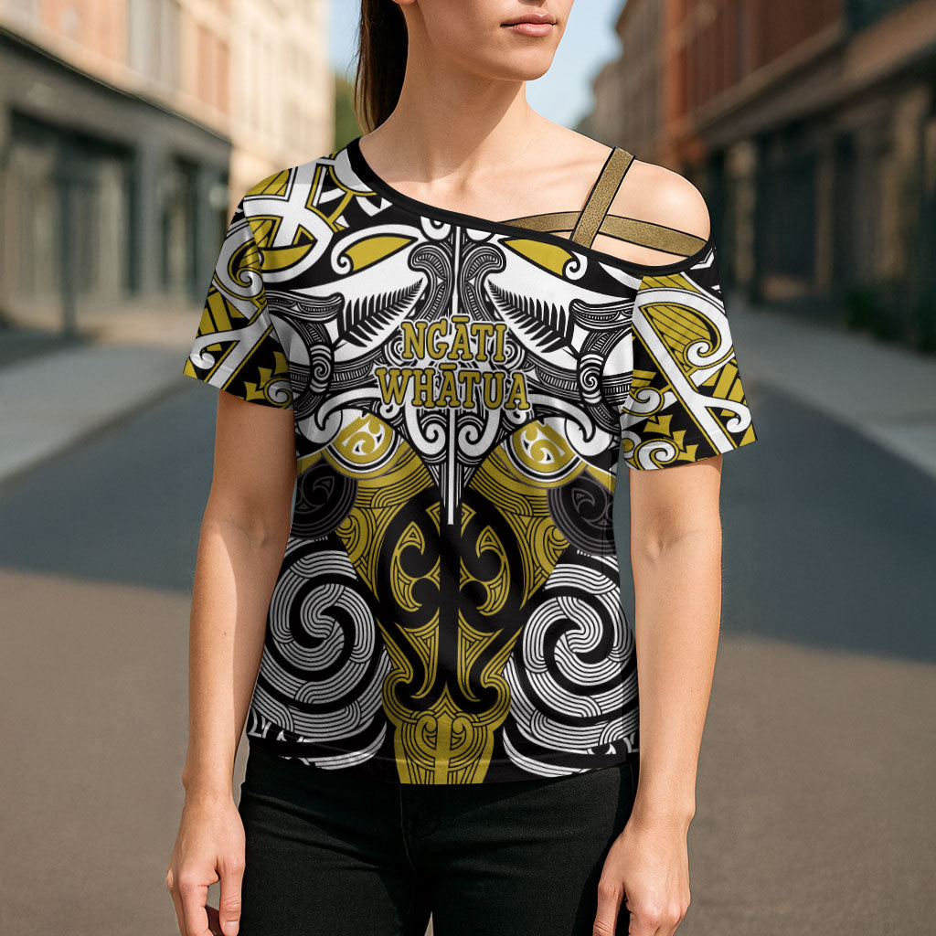 Personalised Maori Ngati Whatua Cross Shoulder Shirt Silver Fern Kowhaiwhai Art LT01 - Polynesian Pride