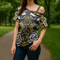 Personalised Maori Ngati Whatua Cross Shoulder Shirt Silver Fern Kowhaiwhai Art LT01 - Polynesian Pride