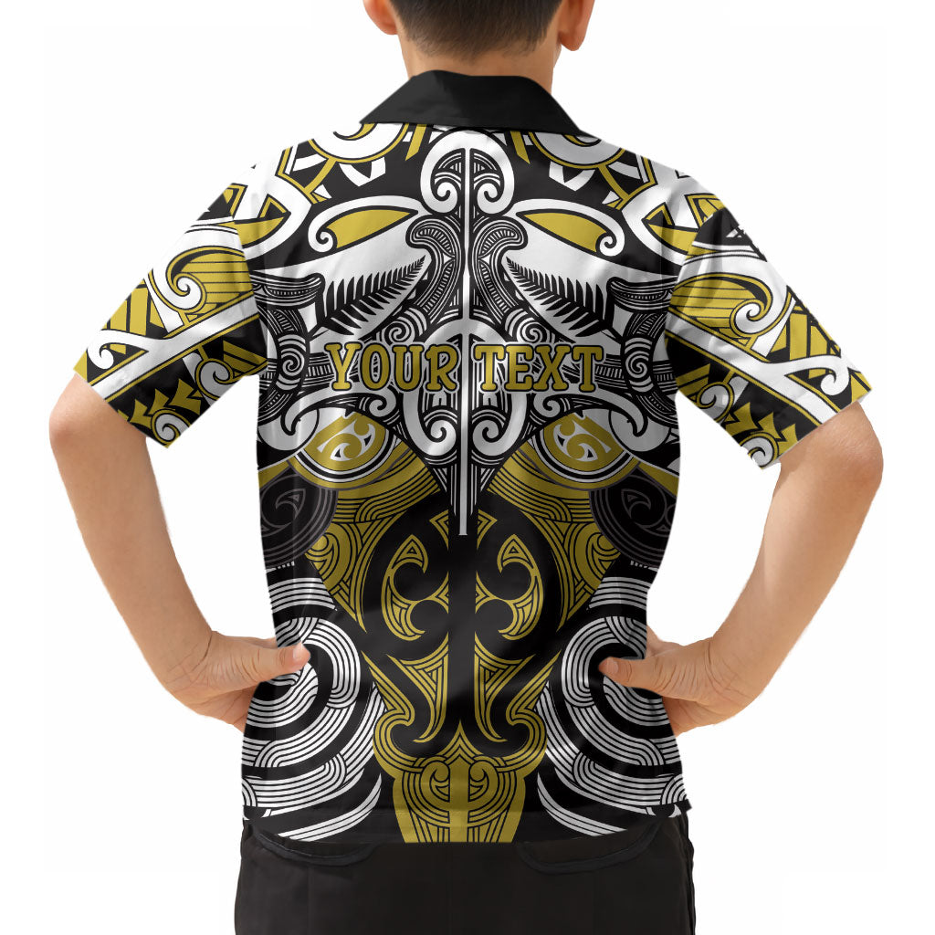 Personalised Maori Ngati Whatua Kid Hawaiian Shirt Silver Fern Kowhaiwhai Art LT01 - Polynesian Pride