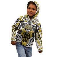 Personalised Maori Ngati Whatua Kid Hoodie Silver Fern Kowhaiwhai Art LT01 - Polynesian Pride